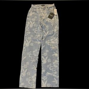 NWTY2K PlayboyXPacSun Luau Dad Jeans Size 23 High Waist Floral-free shipping